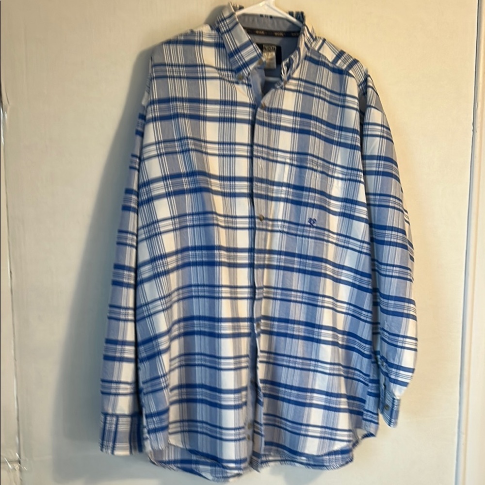 Twenty X Western Cowboy Button Up L/S Blue/White Plaid Shirt. Size XL